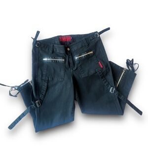 TRIPP NYC Y2K Capri Pants Punk Emo MallGoth Vintage Corset Bondage Black Crop